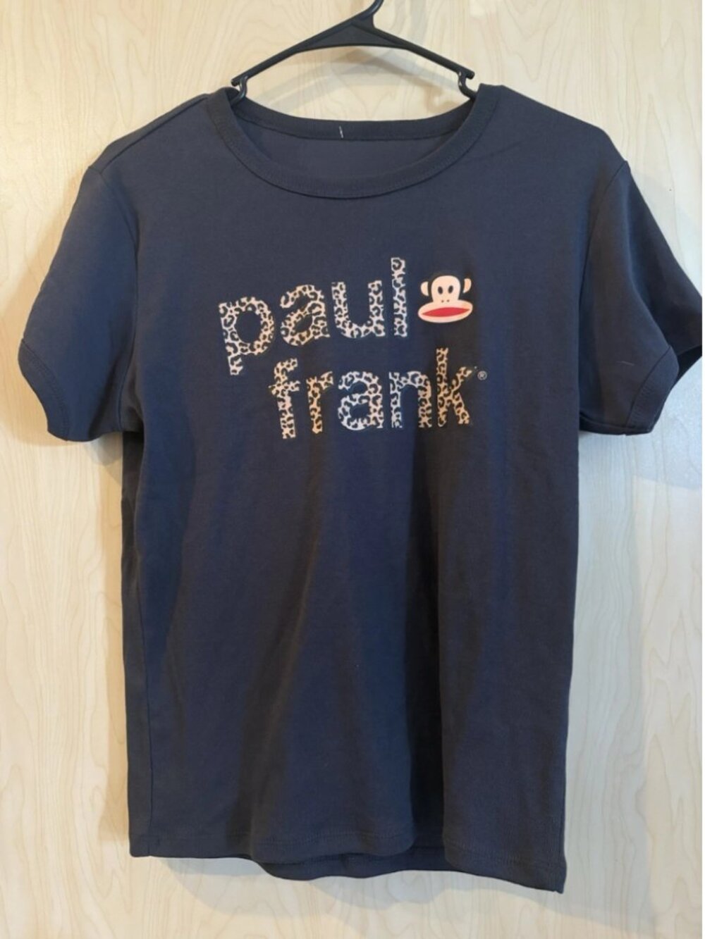 Paul Frank graphic tee in black featuring a leopa print iconic Julius the Monkey